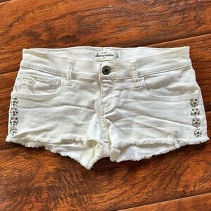 American Eagle Outfitters White Jean Shorts with Embellishments kids 14